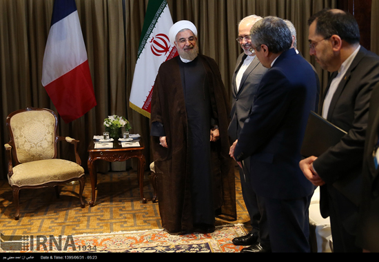 دیدار روحانی با رئیس جمهور فرانسه