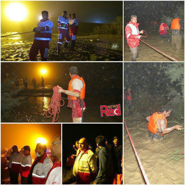 نجات ۴ زائر گرفتار شده در رودخانه خروشان