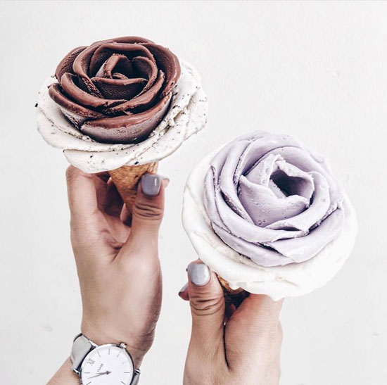 بستنی های زیبا و خلاقانه که شکل گل درست شده اند
