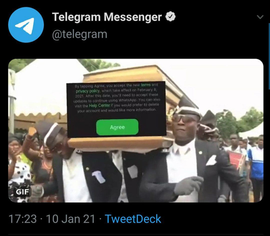 واکنش تلگرام به آپ‌دیت جدید واتس‌اپ