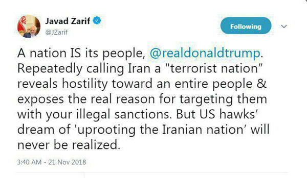 ترامپ به ایرانی‌ها توهین کرد؛ ظریف جواب داد