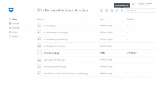 بازگردانی فایل‌های حذف شده در Dropbox