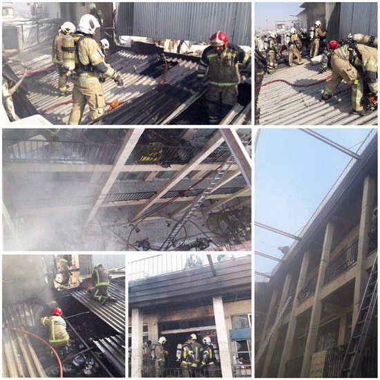 آتش‌سوزی در یک پاساژ تجاری بازار تهران