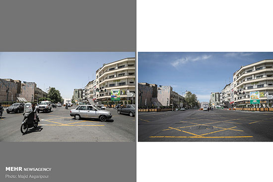 تصاویری از تهران با فاصله پنجاه روز