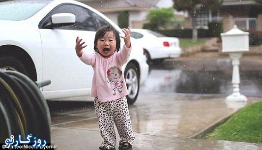 وقتی یک دختر برای اولین بار باران می بیند...!