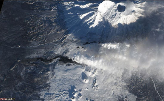 نمای زیبای فوران آتش‌فشان‌ها از فضا