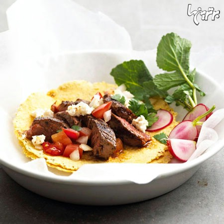 تاکو استیک، غذای مکزیکی با سبزیجات