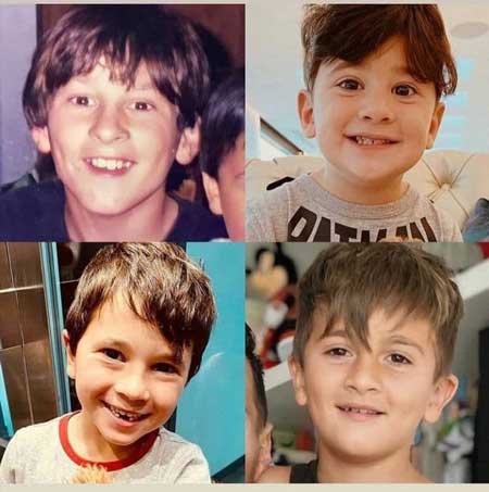 مقایسه عکس کودکی مسی با سه پسرش