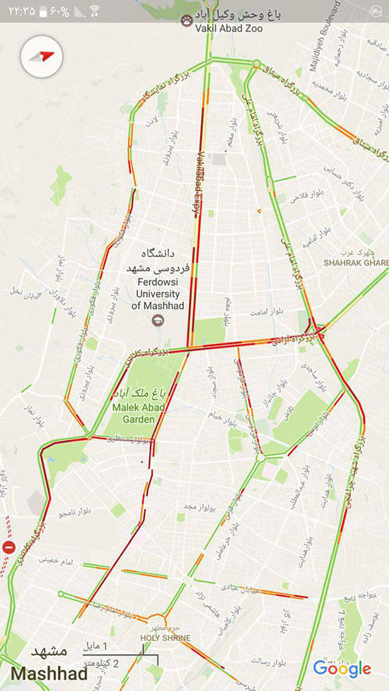 ترافیک شدید در خیابان های مشهد و تهران