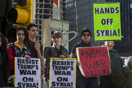 تظاهرات مخالفان حمله به سوریه در آمریکا