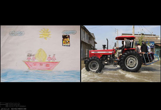 نقاشی‌های کودکان در مناطق سیل‌زده