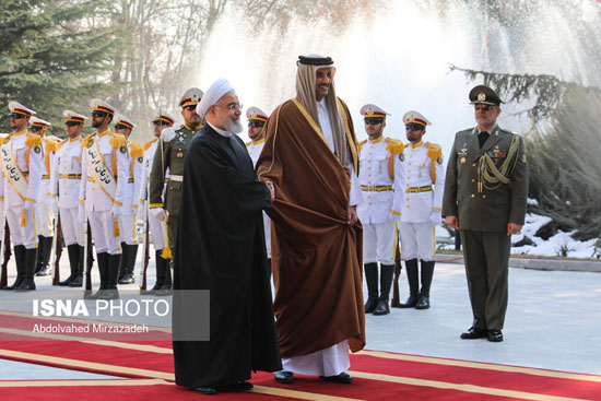 استقبال رسمی رییس جمهور از امیر قطر