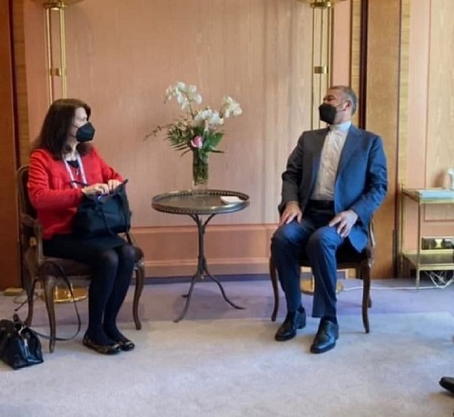 پوشش وزیر خارجه سوئد در دیدار با امیرعبداللهیان