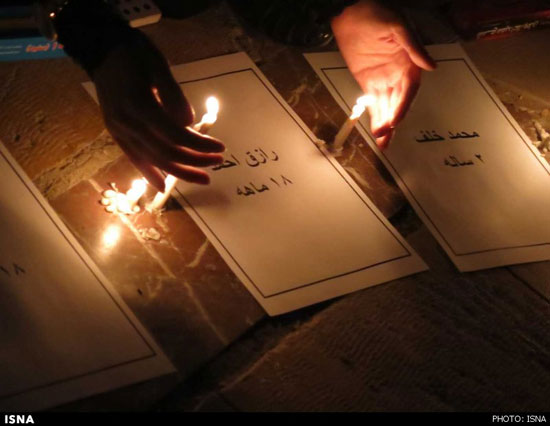 روشن کردن شمع به یاد کودکان غزه +عکس