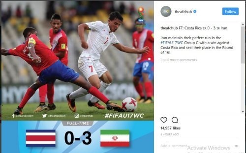 بازتاب صعود نوجوانان ایران در اینستاگرام فیفا و AFC