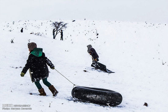 تفریح خطرناک تیوب سواری در برف +عکس
