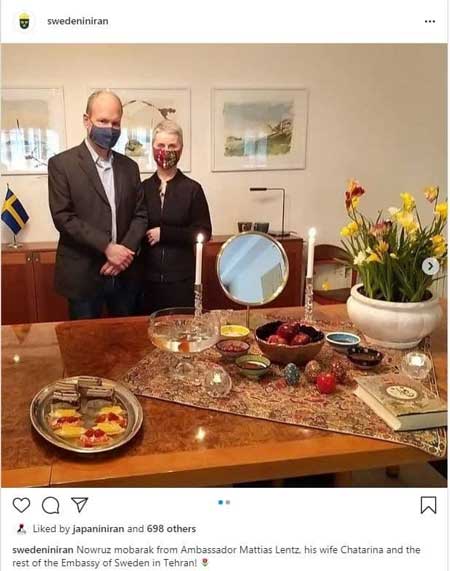 تبریک سفیر سوئد و همسرش به مناسبت نوروز