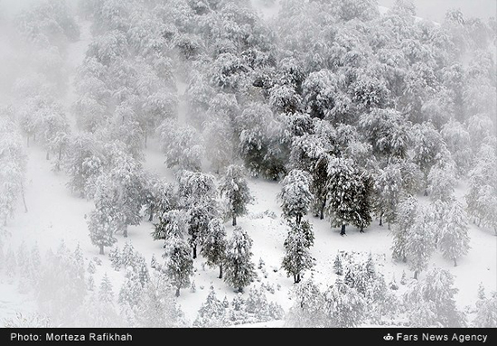 برف پاییزی در ارتفاعات اسالم به خلخال