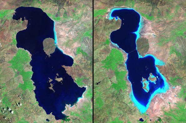 جدیدترین عکس ماهواره ای از دریاچه ارومیه