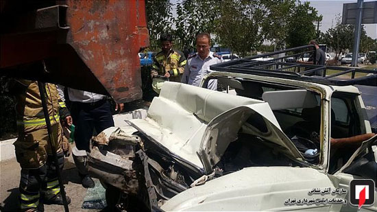 تصادف خودرو‌های باری در یافت‌آباد