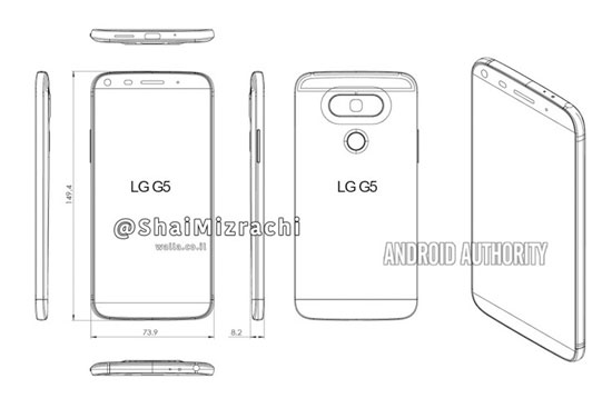 تصاویر شماتیک جی 5 ال‌جی طراحی جدید این گوشی را تایید می‌کند