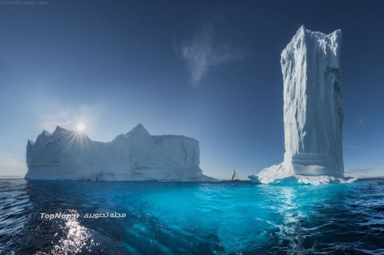 عکاسی از یخ های شناور عظیم بر روی دریا