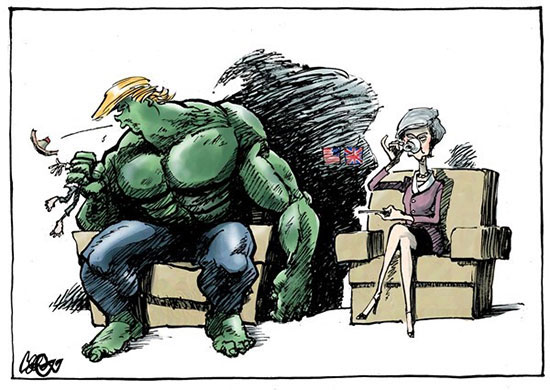 2 کاریکاتور ویژه از دیدار ترزا می و ترامپ!