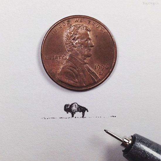 نقاشی هایی بی‌نظیر کوچکتر از یک سکه!