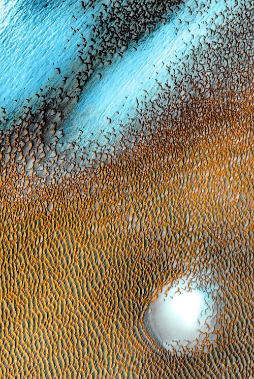 تصویر خیره‌کننده ناسا از تلماسه‌های آبی مریخ