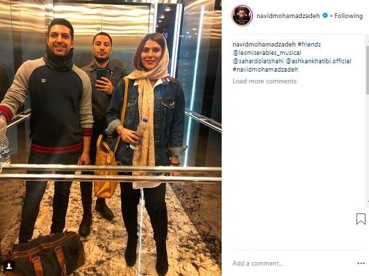 سلفی نوید محمدزاده و سحر دولتشاهی در آسانسور