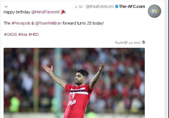 AFC تولد طارمی را تبریک گفت