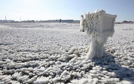 هنرنمایی آب ، باد و سرما!/ عکس