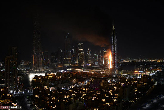 برج «آدرس» دبی آتش گرفت +عکس