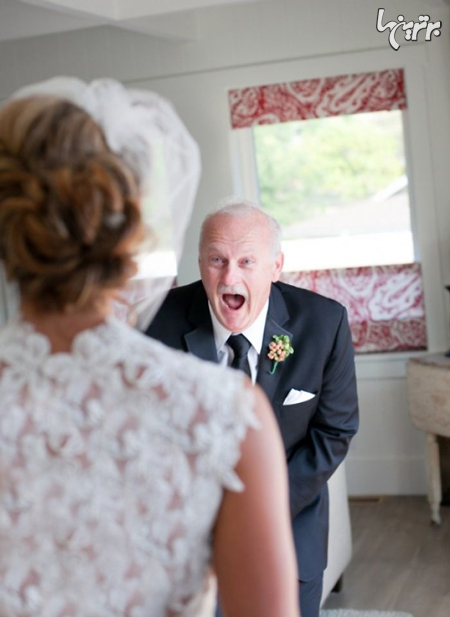 لحظه زیبایی که پدران دخترشان را در لباس عروس می‌بینند