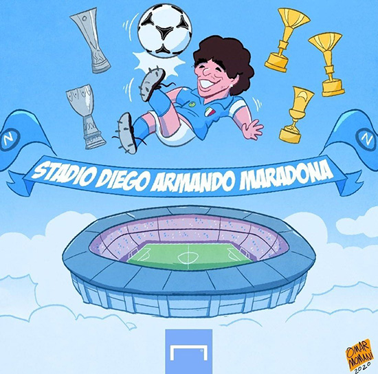 کاریکاتور؛ ادای احترام ناپولی به مارادونا