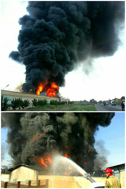 عکس: آتش سوزی در انبار نفتی جنوب تهران