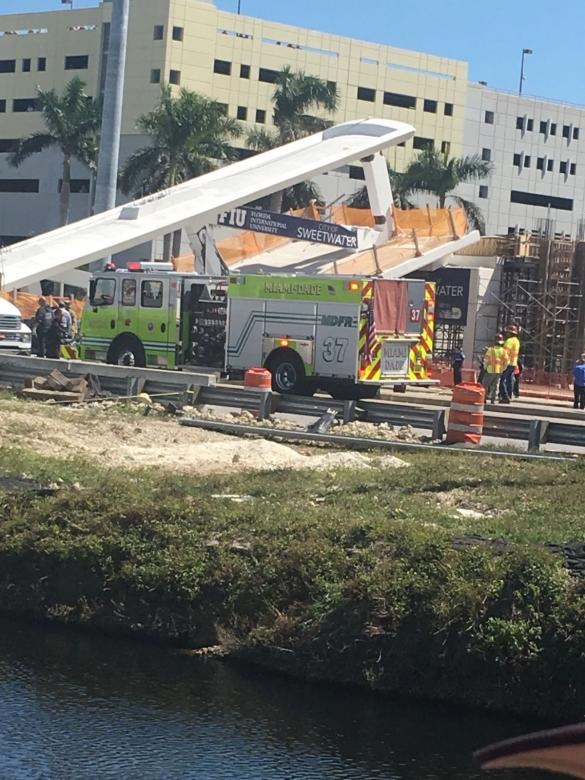 سقوط مرگبار پل عابر پیاده در ایالت فلوریدا