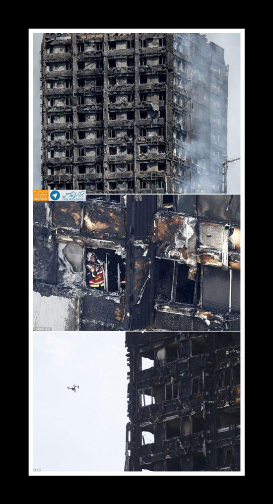 برج گرنفل لندن قبل و بعد از آتش سوزی
