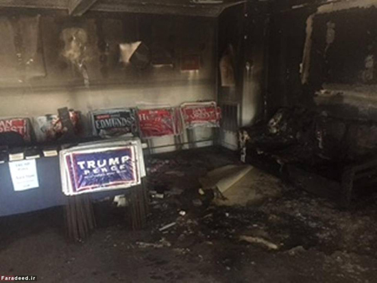 به آتش‌ کشیدن دفتر انتخاباتی ترامپ