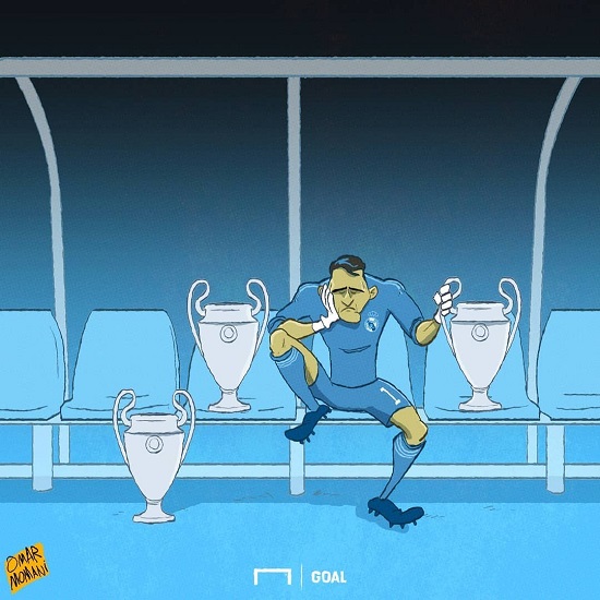 کاریکاتور: تنهایی یک قهرمان با سه جام روی نیمکت!