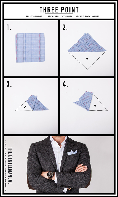 روش‌های تا کردن دستمال جیبی برای آقایان