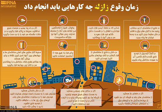 اینفوگرافی: توصیه‌های ایمنی در هنگام زلزله