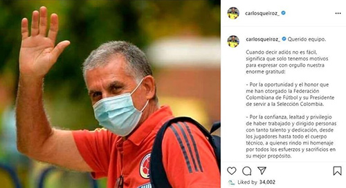 واکنش کی‌روش به اخراجش از تیم ملی کلمبیا