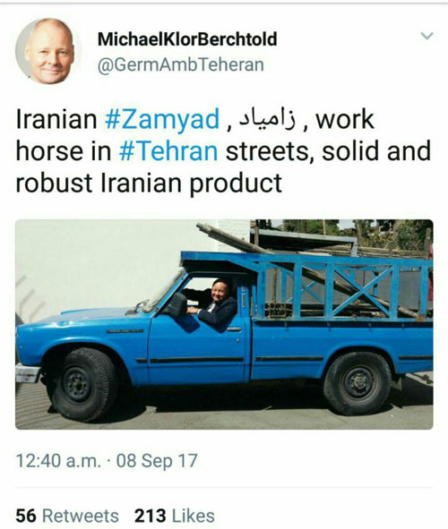 سفیر آلمان در ایران، سوار بر نیسان آبی!