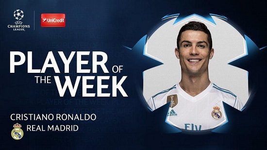 رونالدو، بهترین بازیکن هفته لیگ قهرمانان