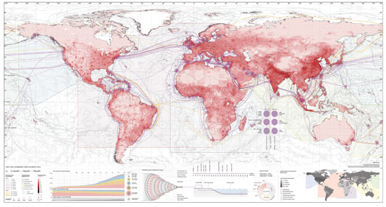 ‌نقشه‌ی شبکه‌های کابلی زیردریا در جهان